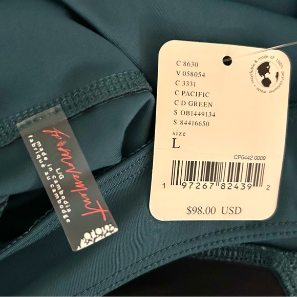 FP Movement Back It Up Onesie Sz L Pacific Green Cutout Crisscross Jumpsuit - Picture 7 of 9